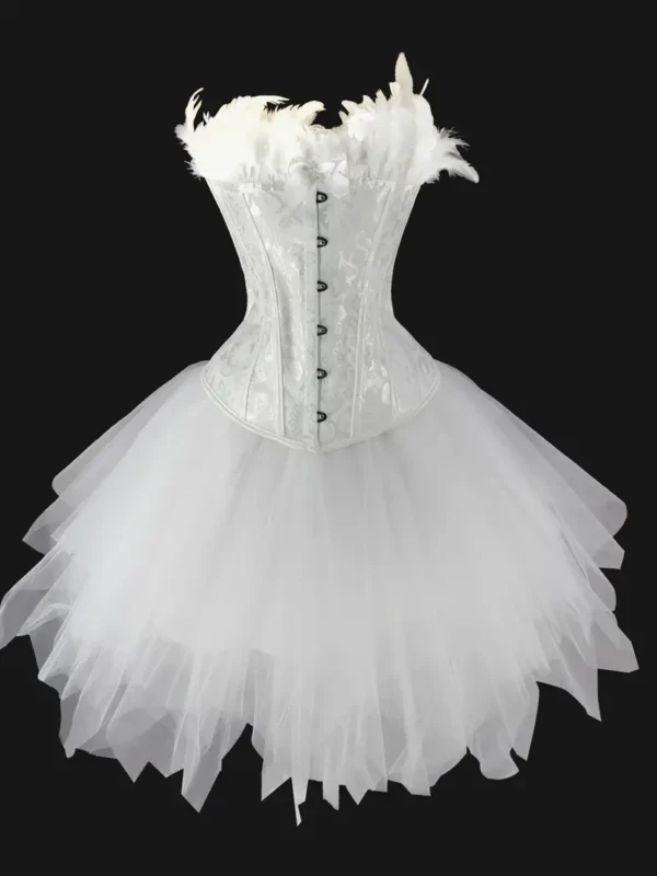 White Gothic Victorian Corset and Tutu Skirt Set – White Swan/White Angel Costume