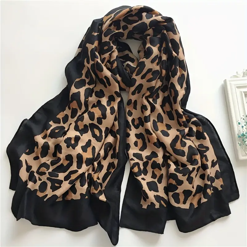 Brown Leopard Print Scarf – Thin, Warm Long Scarf for Casual Outdoor Wear