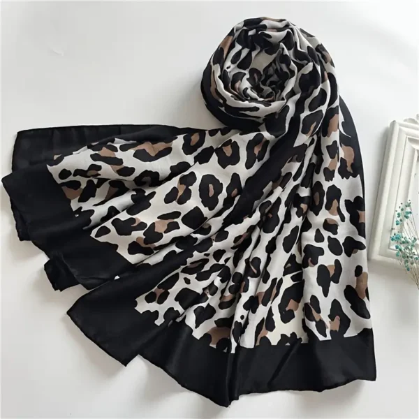 White Leopard Print Scarf – Thin, Warm Long Scarf for Casual Outdoor Wear