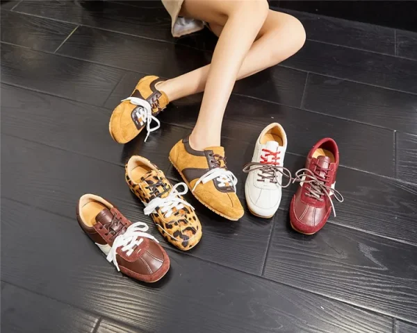 Women's German Training Sneakers - Genuine Leather Flats