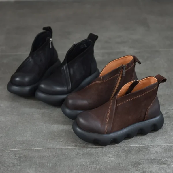 Vintage Genuine Leather Ankle Boots Women