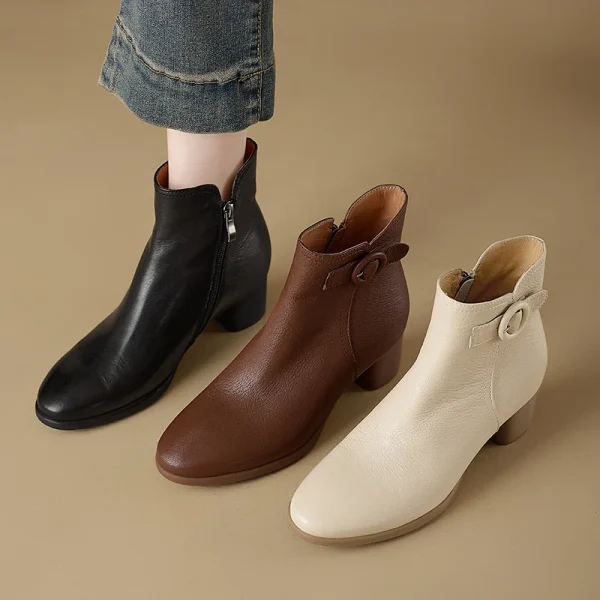 Elegant Round-Toe High Heel Ankle Boots