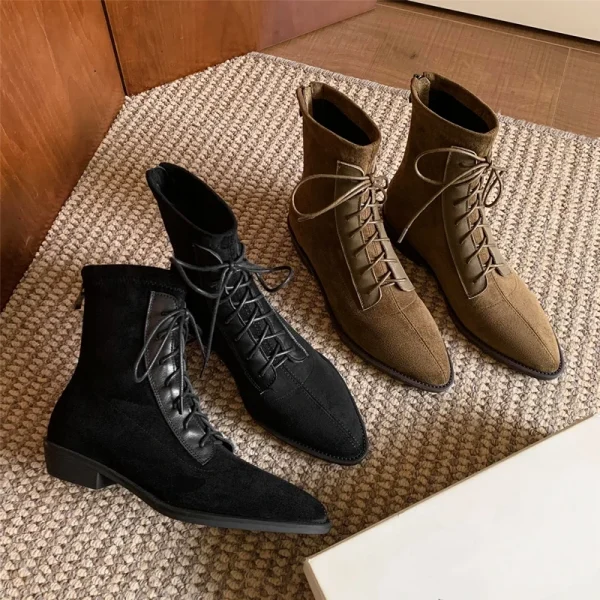 Western-Inspired Pointed Toe Ankle Boots Women
