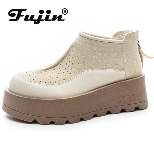 Genuine Cow Suede Platform Moccasins Women