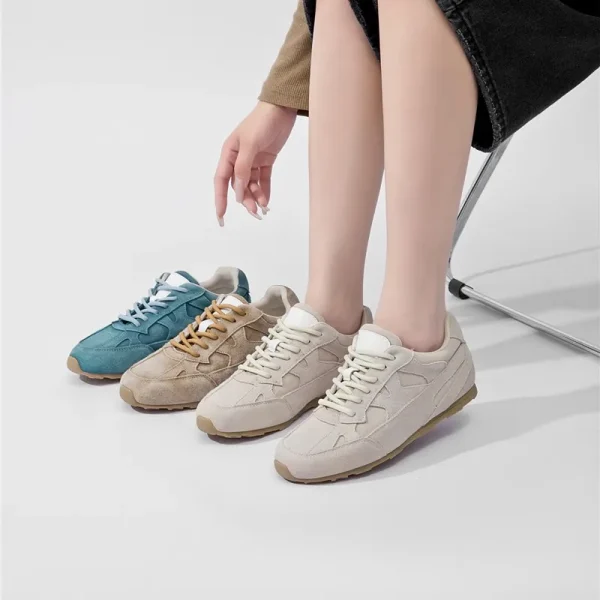 Retro Cow Suede Leather Sneakers Women
