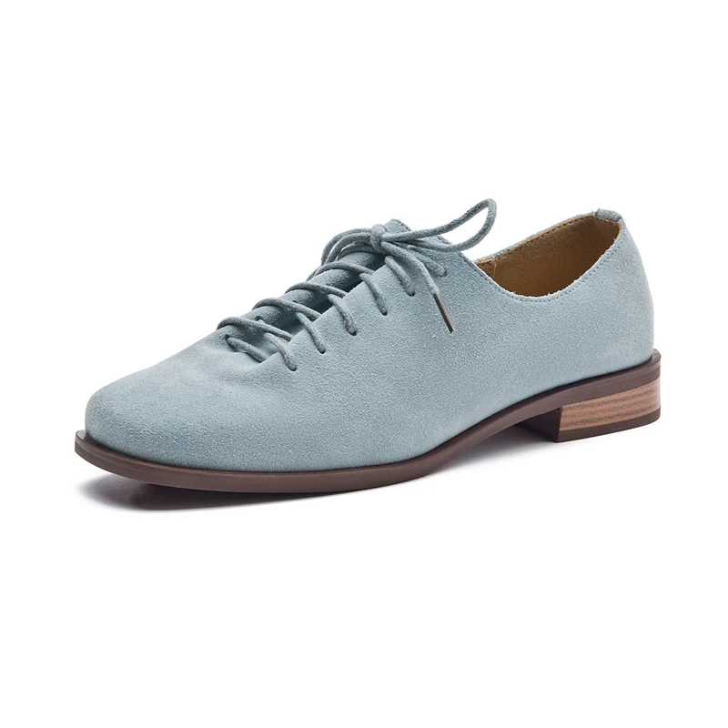 Women's Genuine Leather Oxford Loafers - Square Toe Lace-Up - Image 3